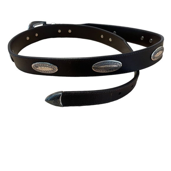 Bill Adler Studio Leather Conch Medallion Southwestern Belt Men 38 Brown - Picture 2 of 6